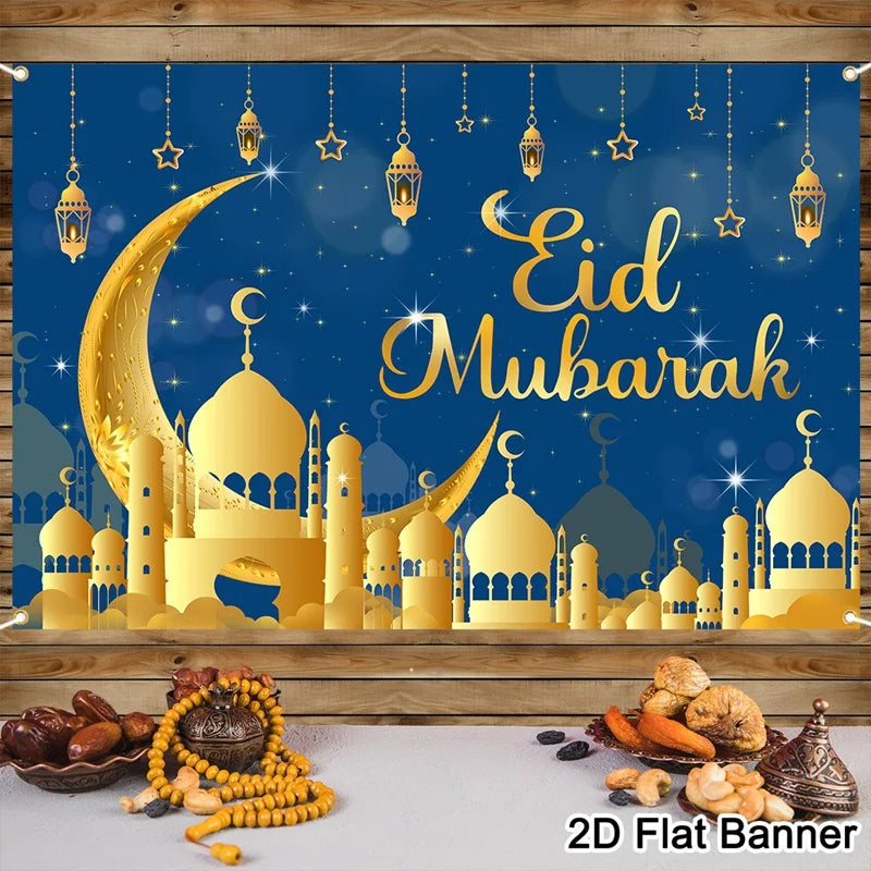 EID Mubarak Decoration Backdrop Ramadan Decor 2026 For Home Background Ramadan Kareem Islamic Muslim Party Eid Al Adha Gifts