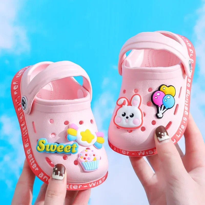 Summer Kids ShoesSandals Hole Children's Shoes Slippers Soft Anti-Skid Cartoon Design Hole Baby Shoes Sandy Beach For Boys Girls