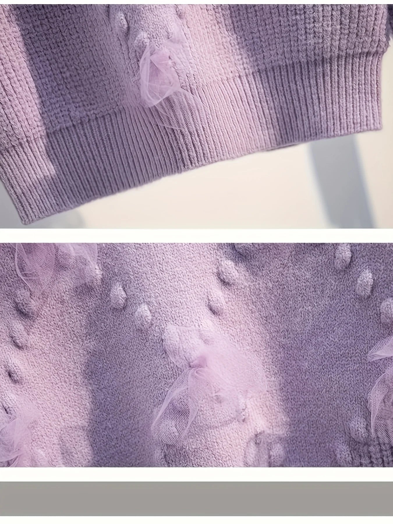 Girls' Thick Sweater, New Stylish Design, Fashionable Mesh Patchwork Pullover Knit Top, Trendy Base Layer