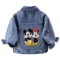 Baby Boys Girls Denim Jacket Children Mickey Mouse Minnie Daisy Cartoon Long Sleeve Single-Breasted Coat Kids Clothes Outerwear