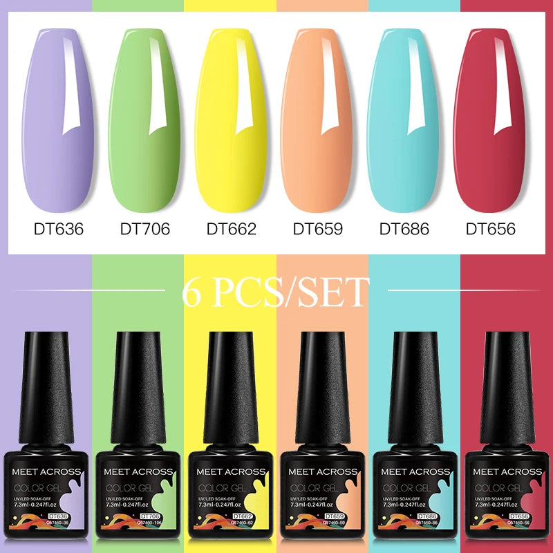 6pc Nail Gel Polish Set DIY Nail Art Semi Permanent UV LED Gel Kit For Nails Decoration Manicure Soak Off Painting Vernis Design