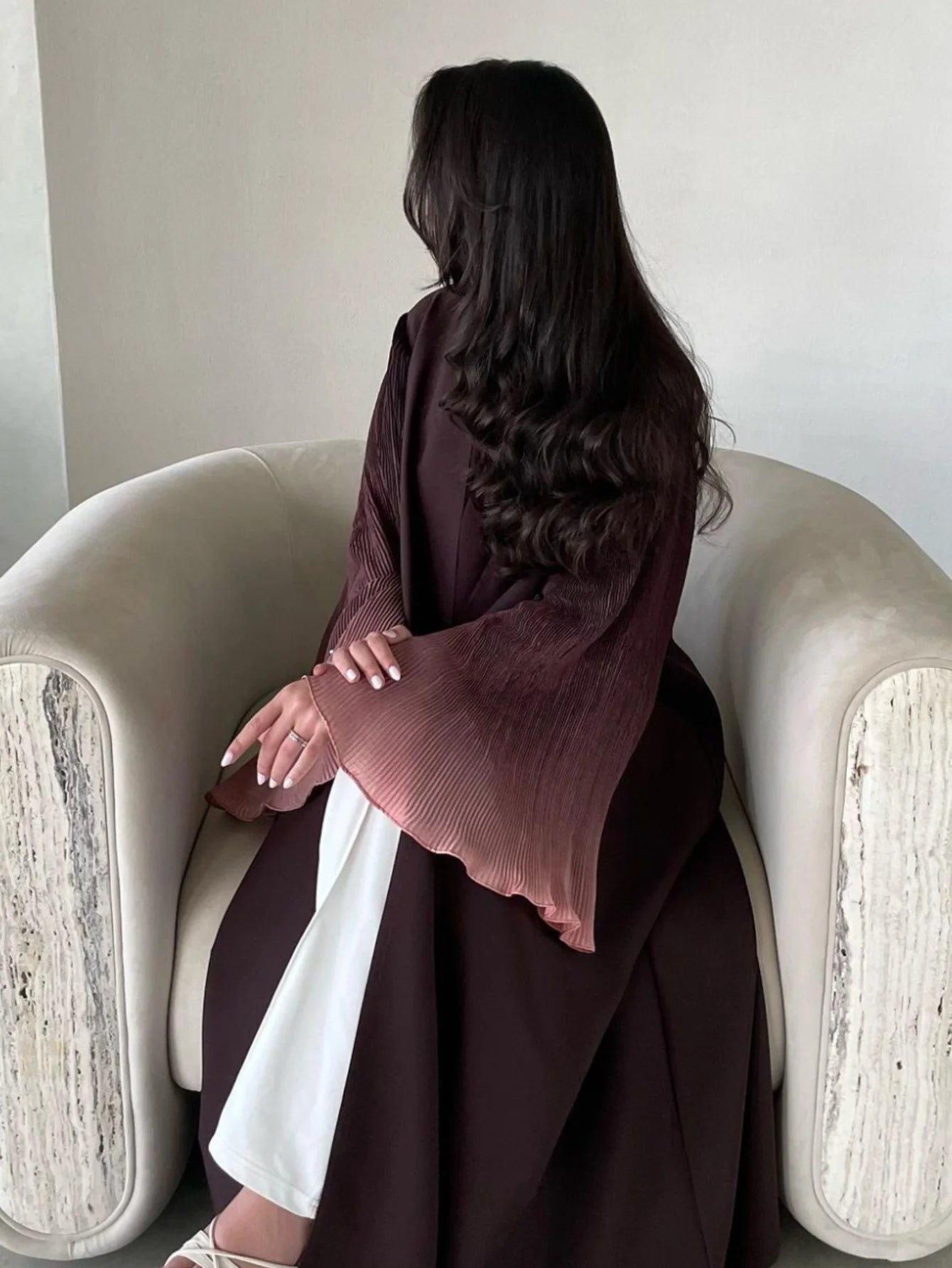 Middle-East Abaya Muslim Flare Sleeve Casual Arabian Pleated Open Front Abayas Turkey Kaftans Women Jilbabs Islamic Maxi Dresses