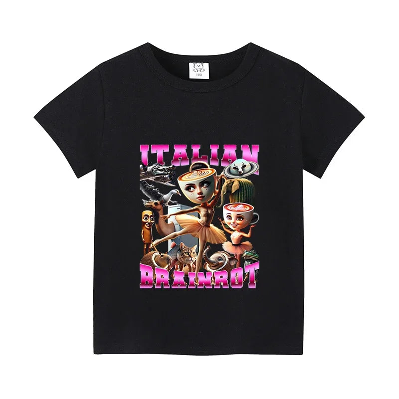 Italian Brainrot Animals Kids T-shirt Cappuccino Assassino