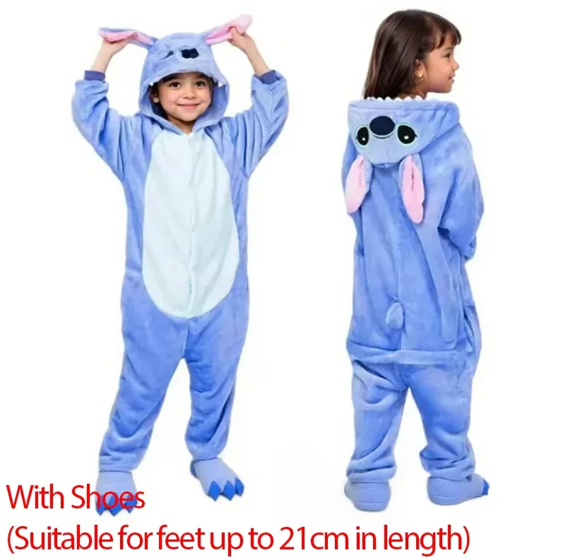 Lilo Stitch Cosplay Costume Boys Girls Spiderman Pajamas Plush Winter Warm Clothes for Boys Girls Hooded Pajamas Onesies