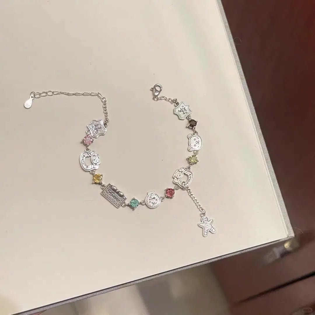 Cute Colored Diamond Gingerbread Bear Bracelet - Exquisite Versatile Bracelet, Popular High-Appearance Jewelry
