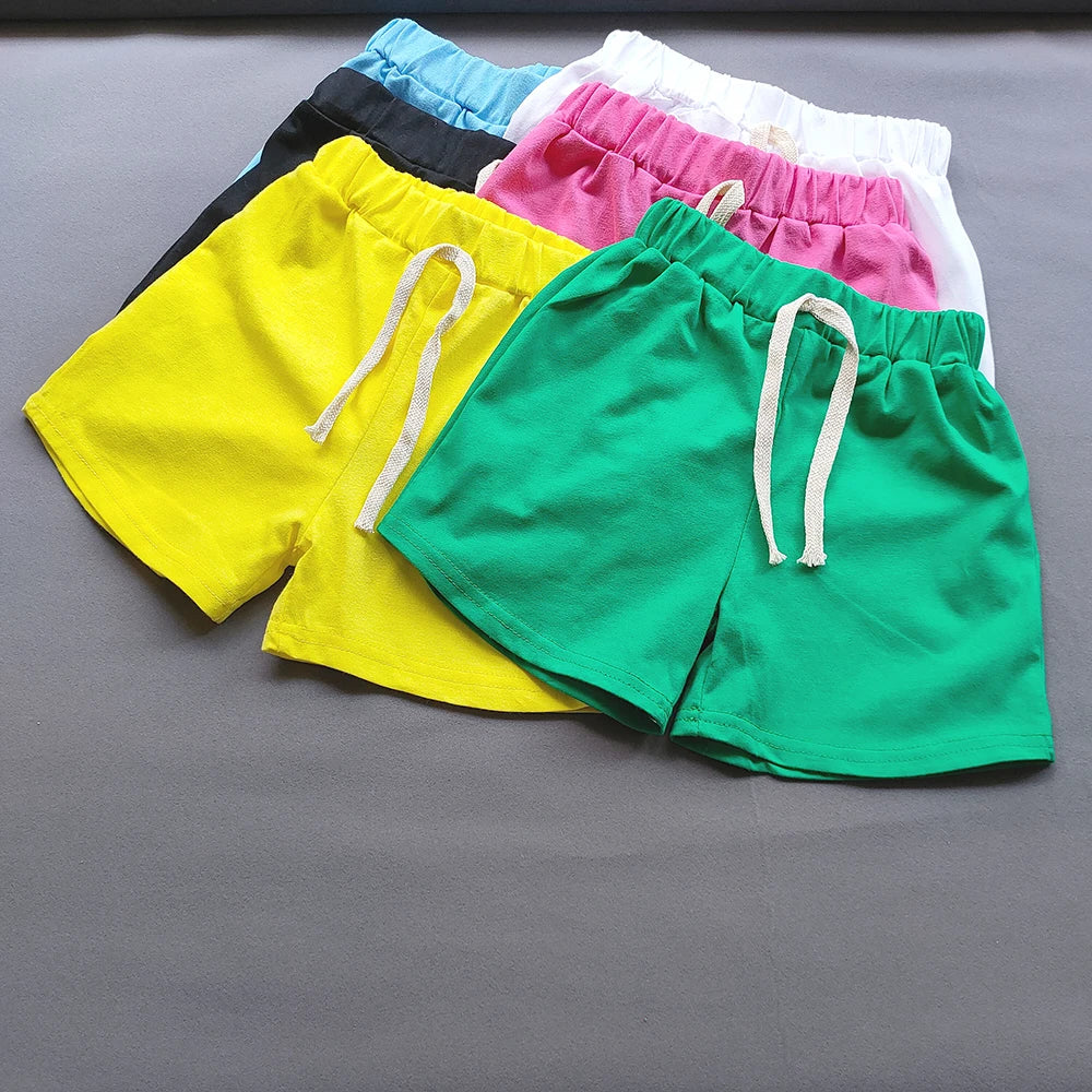 Summer Girls Boys Shorts Korean Candy Color Sports Shorts For Girls Cotton Hot Pants Casual Children Girls Beach Shorts