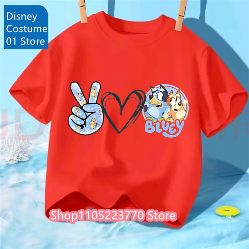 Kids Bluey Cartoon T-Shirt Autumn Winter Short Sleeve Warm Anime Print Comfortable Sweatshirt for Boys and Girls Daily Use