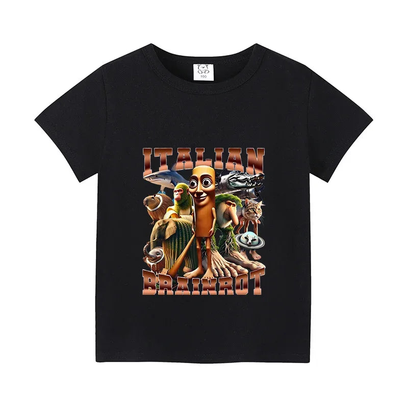 Italian Brainrot Animals Kids T-shirt Cappuccino Assassino