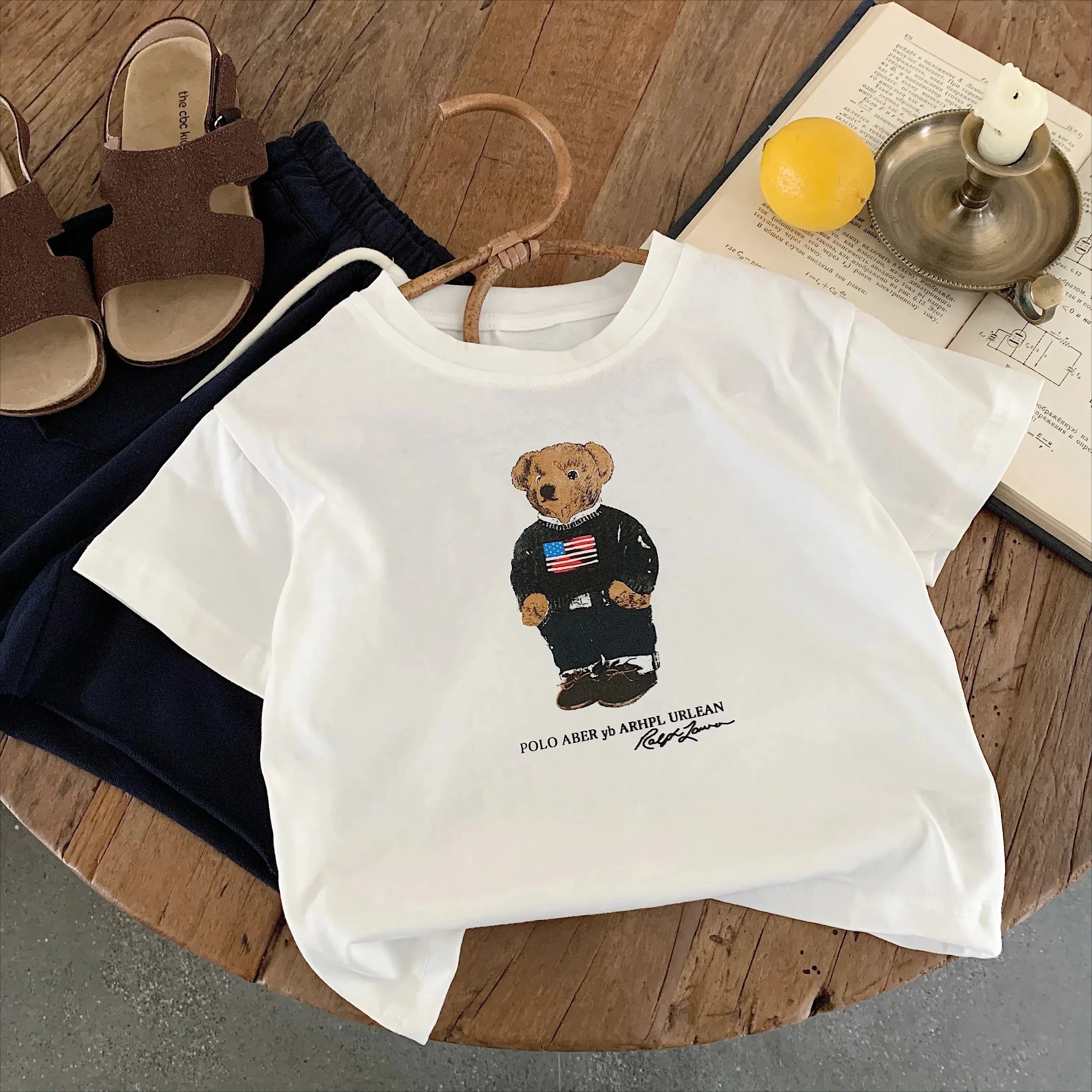 Children T-shirt With Added Sugar Summer New Product for Boys Girls Cartoon Teddy Bear Short Sleeved T Baby Cute Pattern