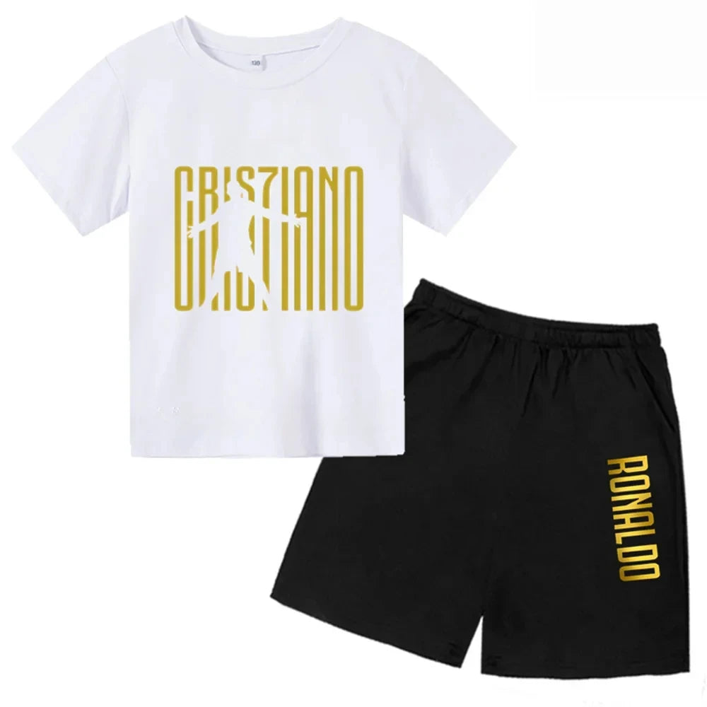 3D kids T-shirt Summer CR7 Star Print Top/Shorts  Boys/Girls Preschool 3-13Y Birthday Gift Sunshine Casual Round Neck Sports Set