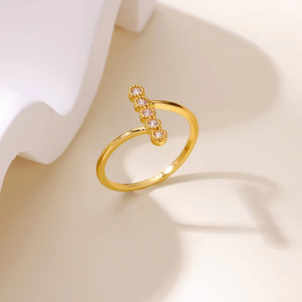 Geometric Hollow Anillos For Women Gold Color Star Rings Fashion Tiny Sparkling Zirconia Ring Party Elegant Punk Jewelry Gifts