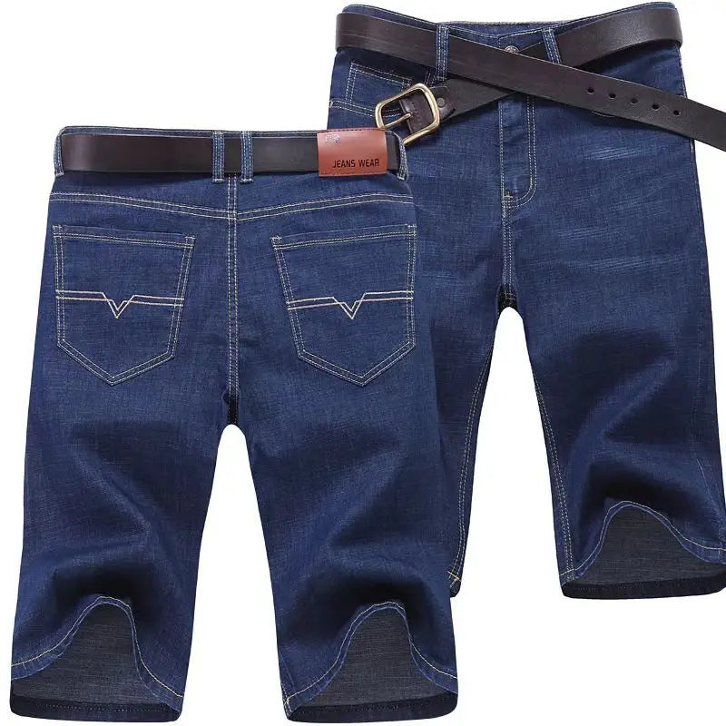 Summer Men's Denim Shorts Thin, Breathable, Loose, Business Pentagram Pants Fashionable and Comfortable Straight Shorts Blue