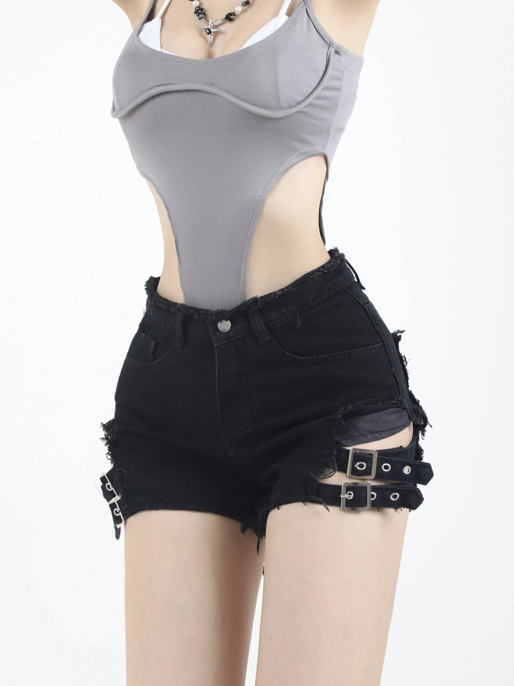 Summer Vintage Trend Hot Girls Harajuku High Waisted Irregular Denim Shorts Goth Rock Sexy Women Shorts Slimming Versatile