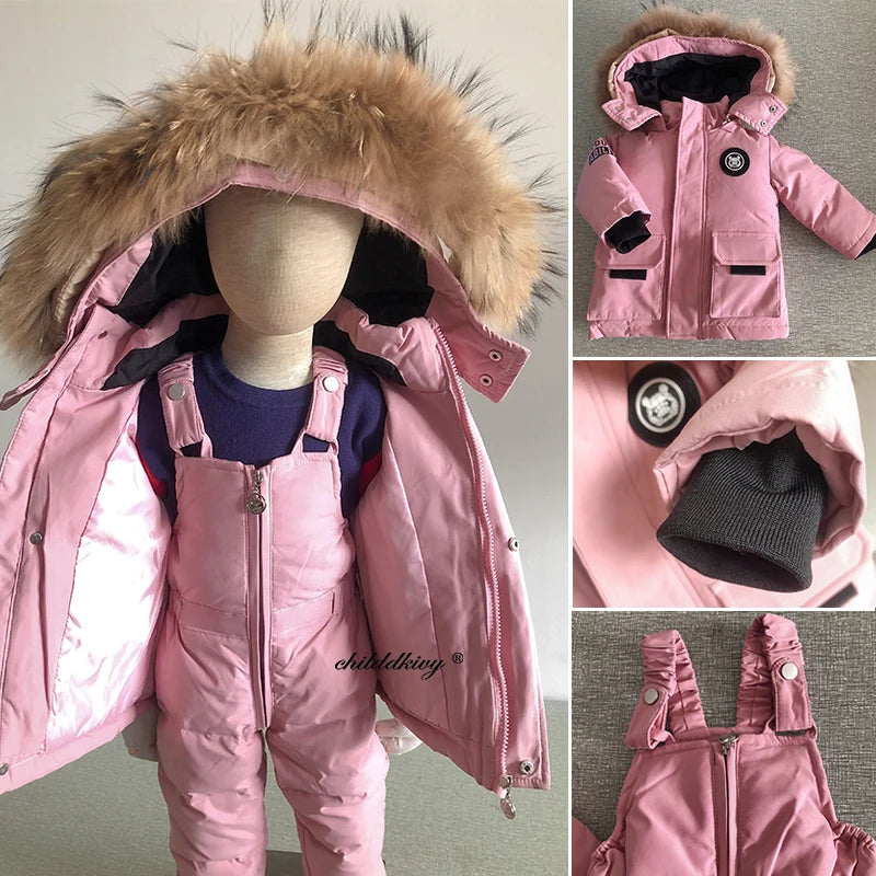 Kids Down Jacket with Fur Collar (1–5Y)