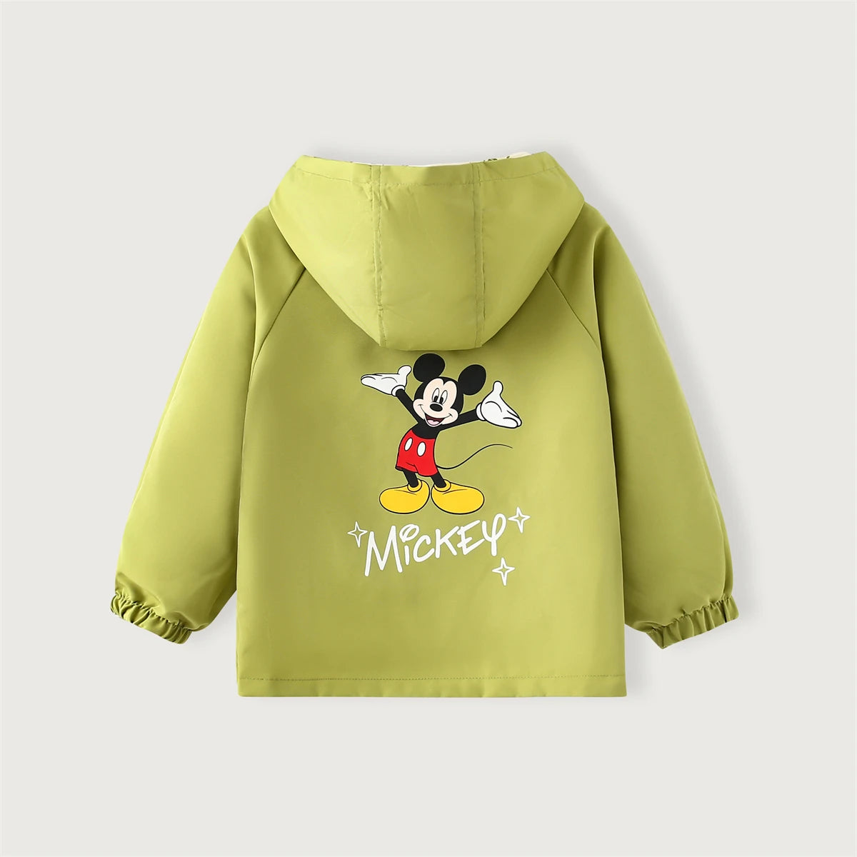 Disney Hooded Jacket Children Clothes Mikey Full Print Long Sleeve Coat Trendy Tops For Boys Girl Cartoon Kids Green Outerwear