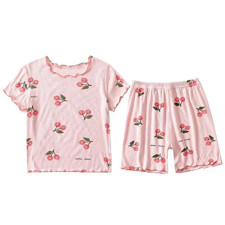 Girls Cherry Blossom Summer Pajama Set (1–8Y)