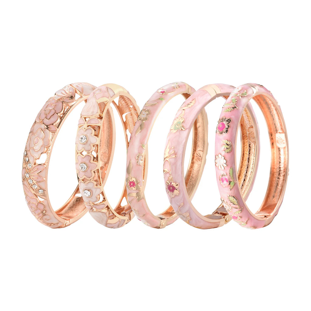Hollow Bracelets For Women Enamel Bangles Cloisonne Women's Bracelet Pink Bangle On Hand Alloy Jewelry India African Hawaiian