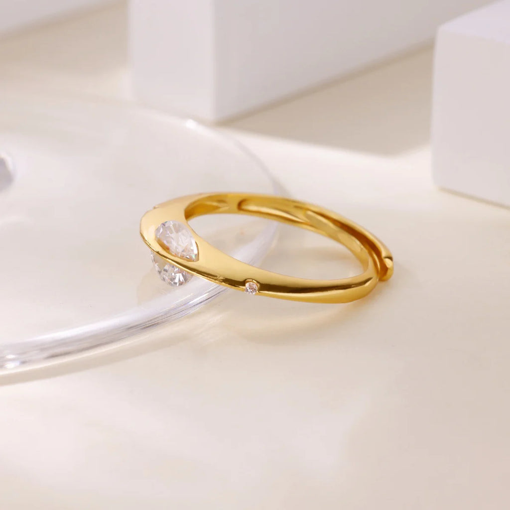 Geometric Hollow Anillos For Women Gold Color Star Rings Fashion Tiny Sparkling Zirconia Ring Party Elegant Punk Jewelry Gifts