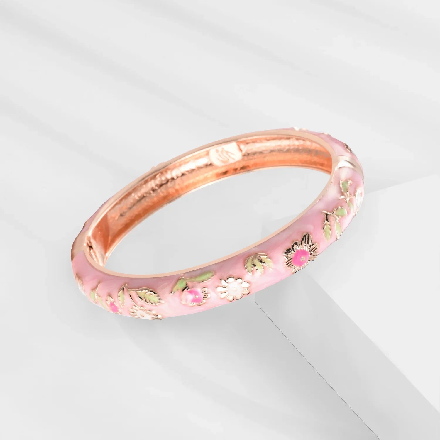 Hollow Bracelets For Women Enamel Bangles Cloisonne Women's Bracelet Pink Bangle On Hand Alloy Jewelry India African Hawaiian
