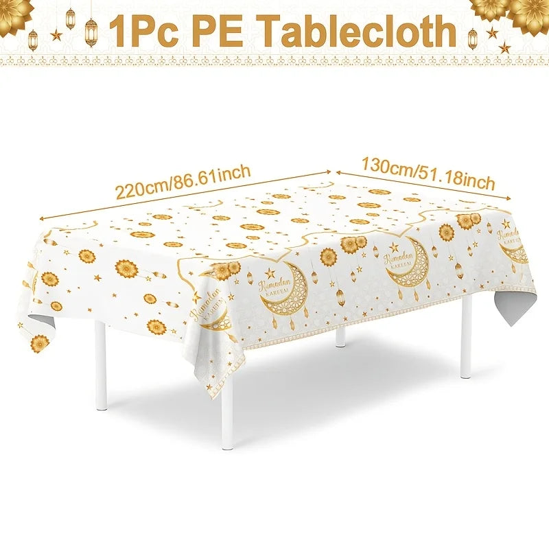 Eid Mubarak Tablecloths Ramadan Decoration for Home 2026 Islamic Muslim Party Decor Ramadan Tableware Supplies Eid Al Adha Gift