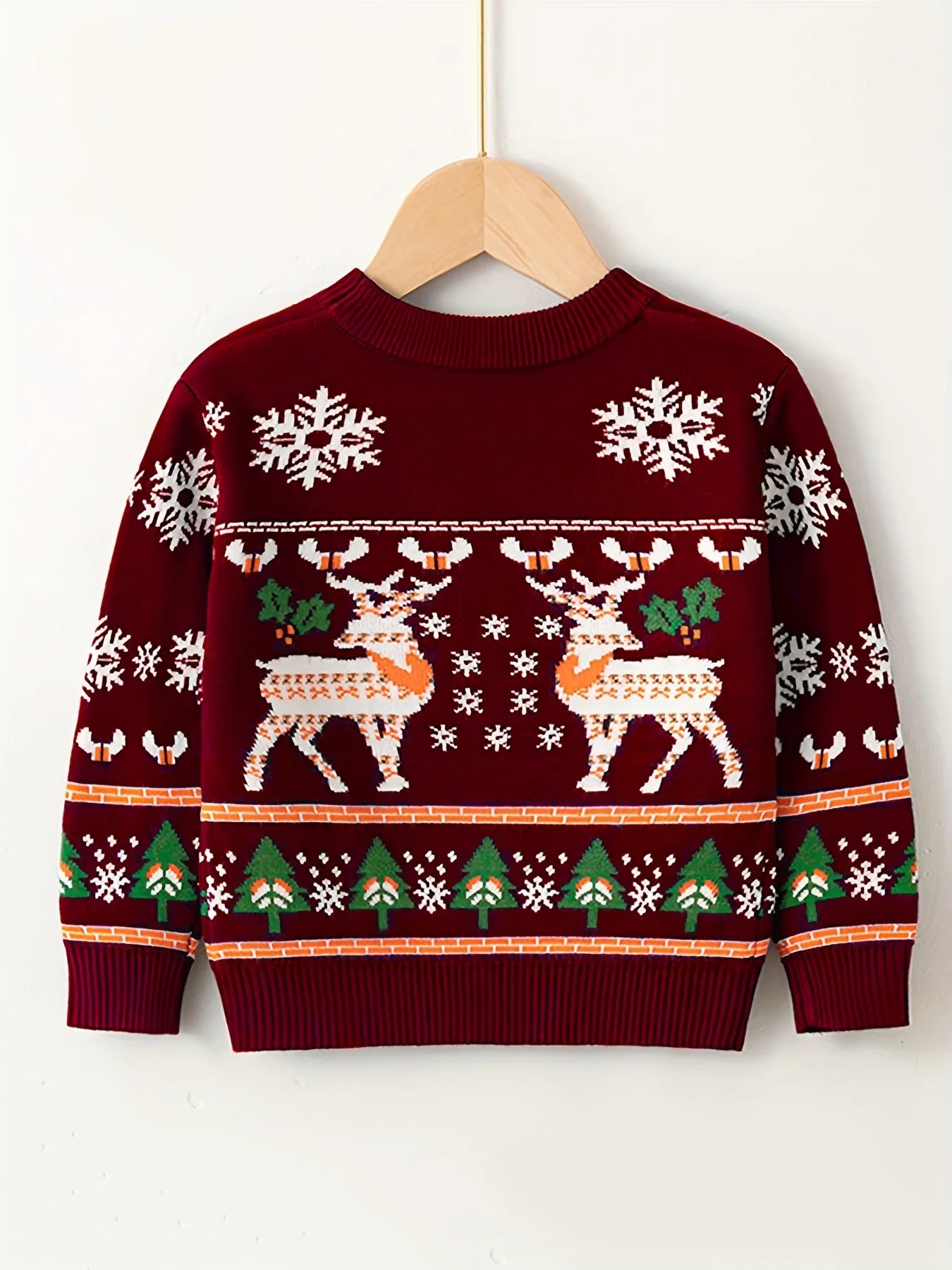 Christmas Girls' Sweater Red Long Sleeve Round Neck Santa Claus Pattern Outdoor Leisure Autumn/Winter Sweater