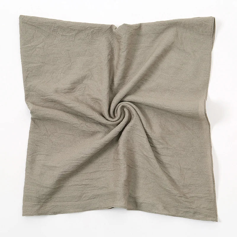 90*90cm Thin Soft Square Scarves for Women Simplicity Solid Color Cotton Linen Headscarf Muslim Female's Hijabs Bag Accessories