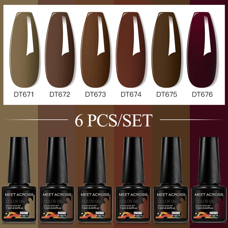 6pc Nail Gel Polish Set DIY Nail Art Semi Permanent UV LED Gel Kit For Nails Decoration Manicure Soak Off Painting Vernis Design