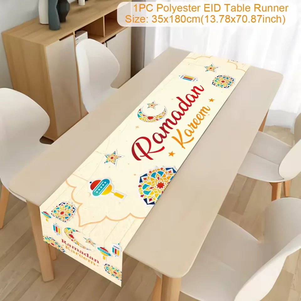 Ramadan Table Runner Eid Mubarak Decoration 2026 for Home Ramadan Kareem Ramadan Mubarak Islamic Muslim Party Eid Al-Fitr Gifts