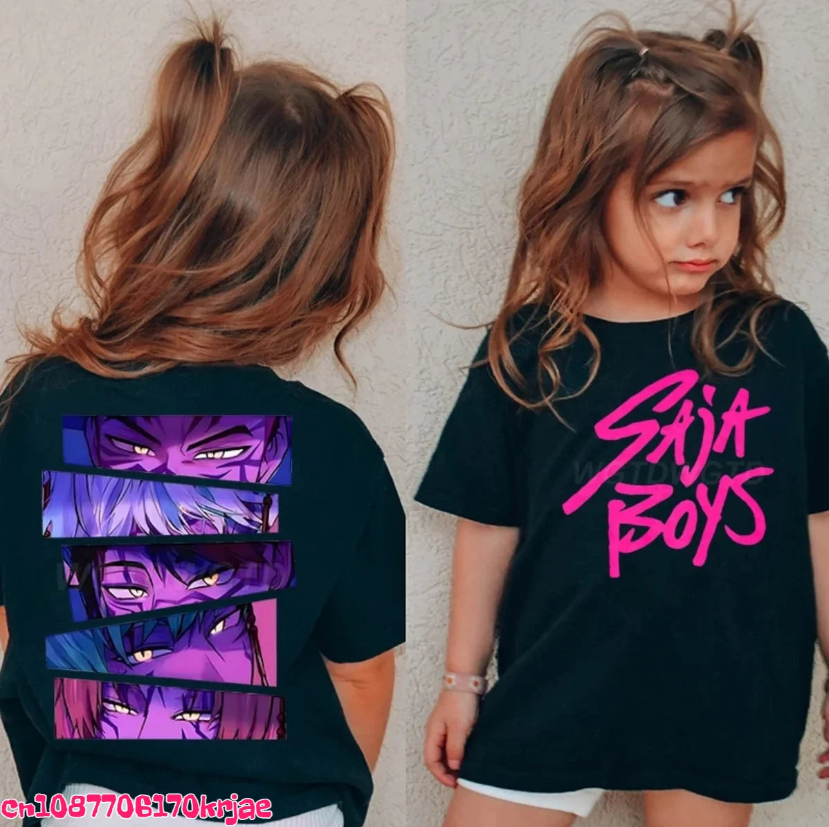 Hot Kpop Demon Hunters Children's T Shirt Short Sleeve Boys Kdis T-shirt Cute Kpop Demon Hunters Harajuku Tshirt for Boys Girls
