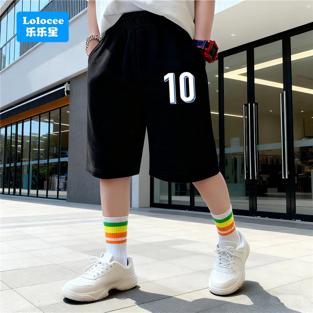 3-14 Years Summer Children Boys Cotton Shorts Number 23 Printed Short Trousers Teens Basketball Sports Short Sweatpants SZ23