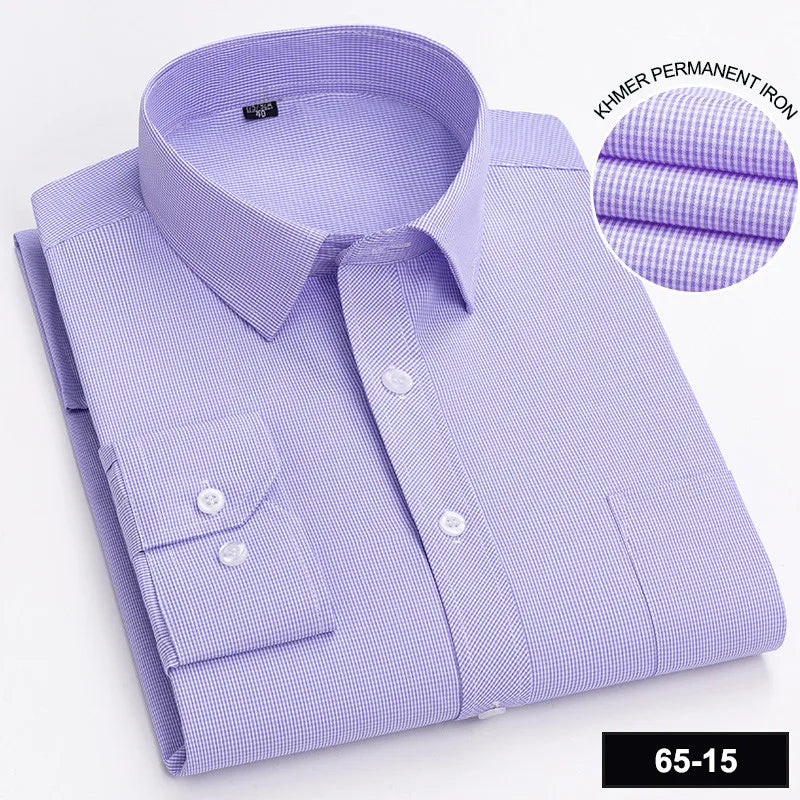 Men's Long Sleeve Shirt High-quality Fashion Casual Print Plaid Stripe Single Pocket Fit Business Formal Office Four Season Top