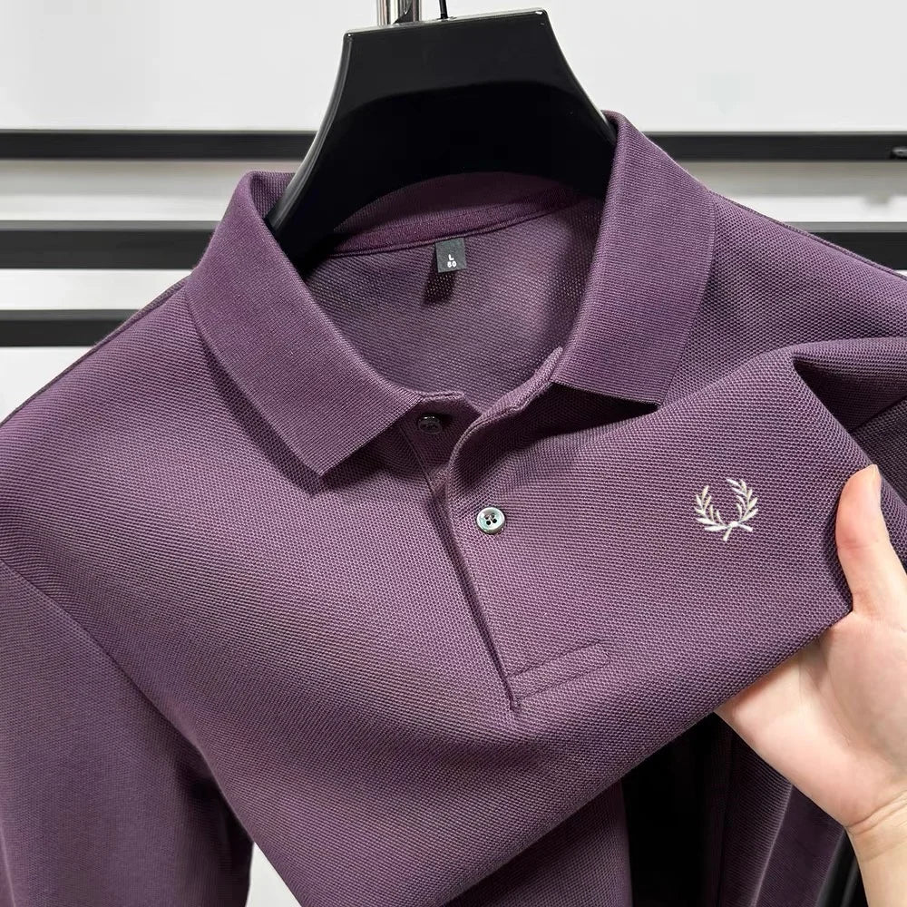 100% pure cotton high-end brand men's long sleeved polo shirt autumn fashion new luxurious original embroidery top golf T-shirt