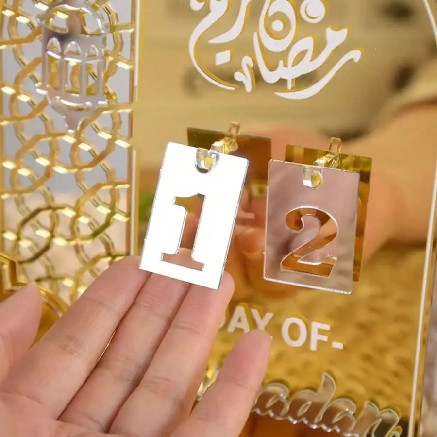1set Acrylic Ramadan Countdown Calendar Gifts Day of Ramadan Calendar with Replacing Number 2026 Eid Mubarak Home Decoration