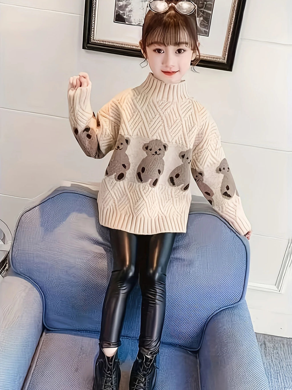 Girls' Sweaters New Style Fashionable Children's Autumn and Winter Knitwear Thickened Sweaters for Older Girls