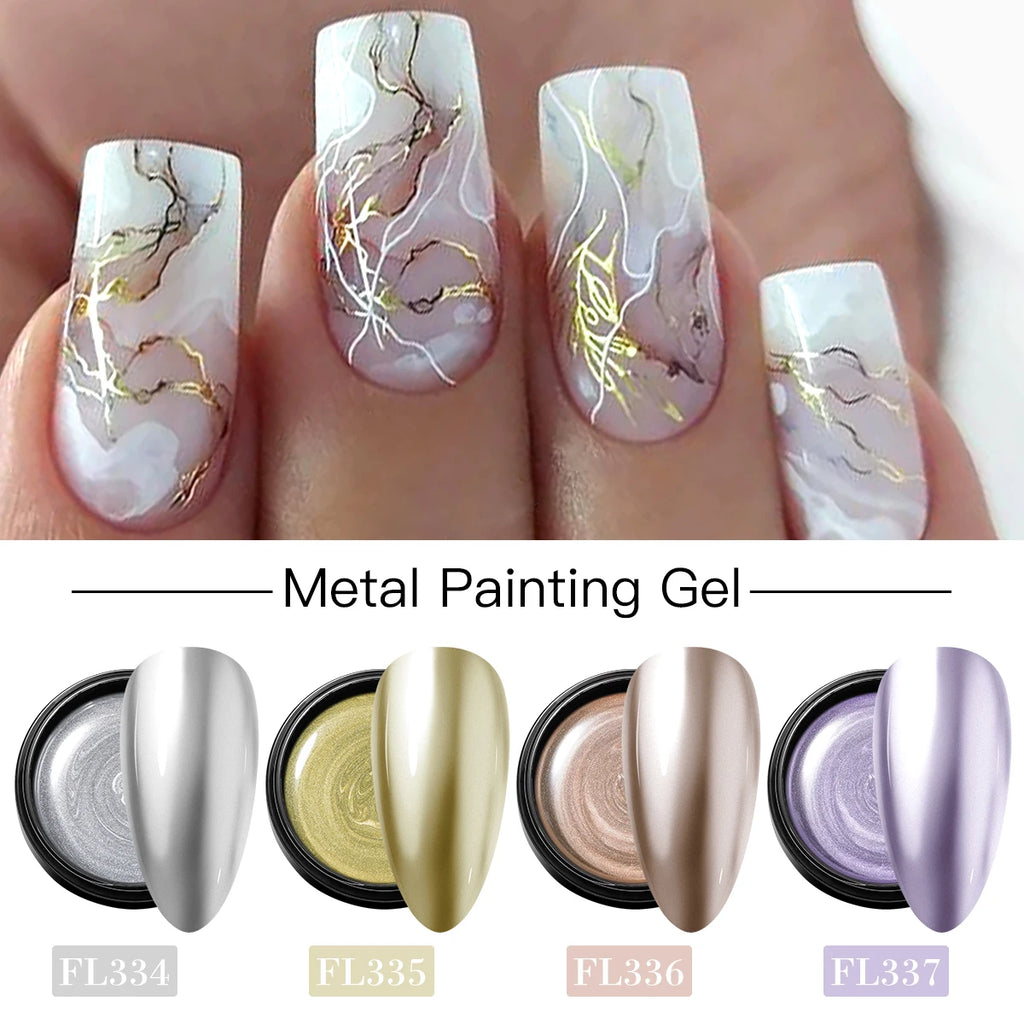 2/3pc Metal Painting Nail Gel Polish Set Gold Silver DIY Nail Art Supplies Varnish Semi Permanent UV/LED Manicure Gel Design