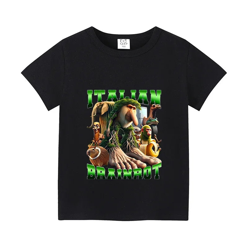 Italian Brainrot Animals Kids T-shirt Cappuccino Assassino