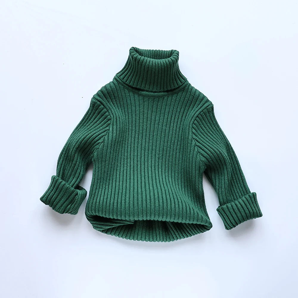 Kids Sweaters Solid Girls Sweater Brief Boys Pullover Turtleneck Knitwear