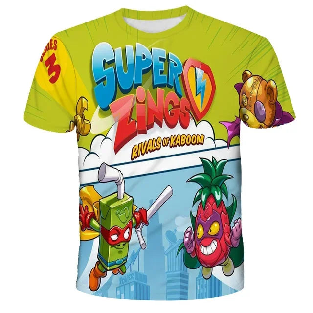 Super Zings T Shirt Kids Toddler Anime Game Streetwear Short Sleeve