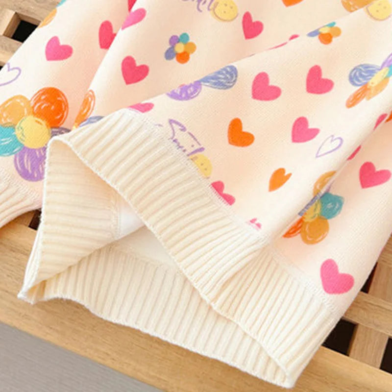 Girls' Sweater Autumn/Winter New Thickened Fashion Children's Knitted Sweater Girls' Top Sweet and Cute