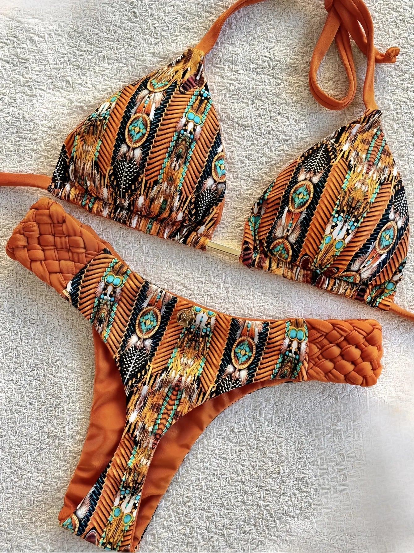 RUOTONSEPT Print Halter Mini Thong High Cut Bikini Female Swimsuit Women Swimwear Two-pieces Bikini set Bather Bathing Suit Swim