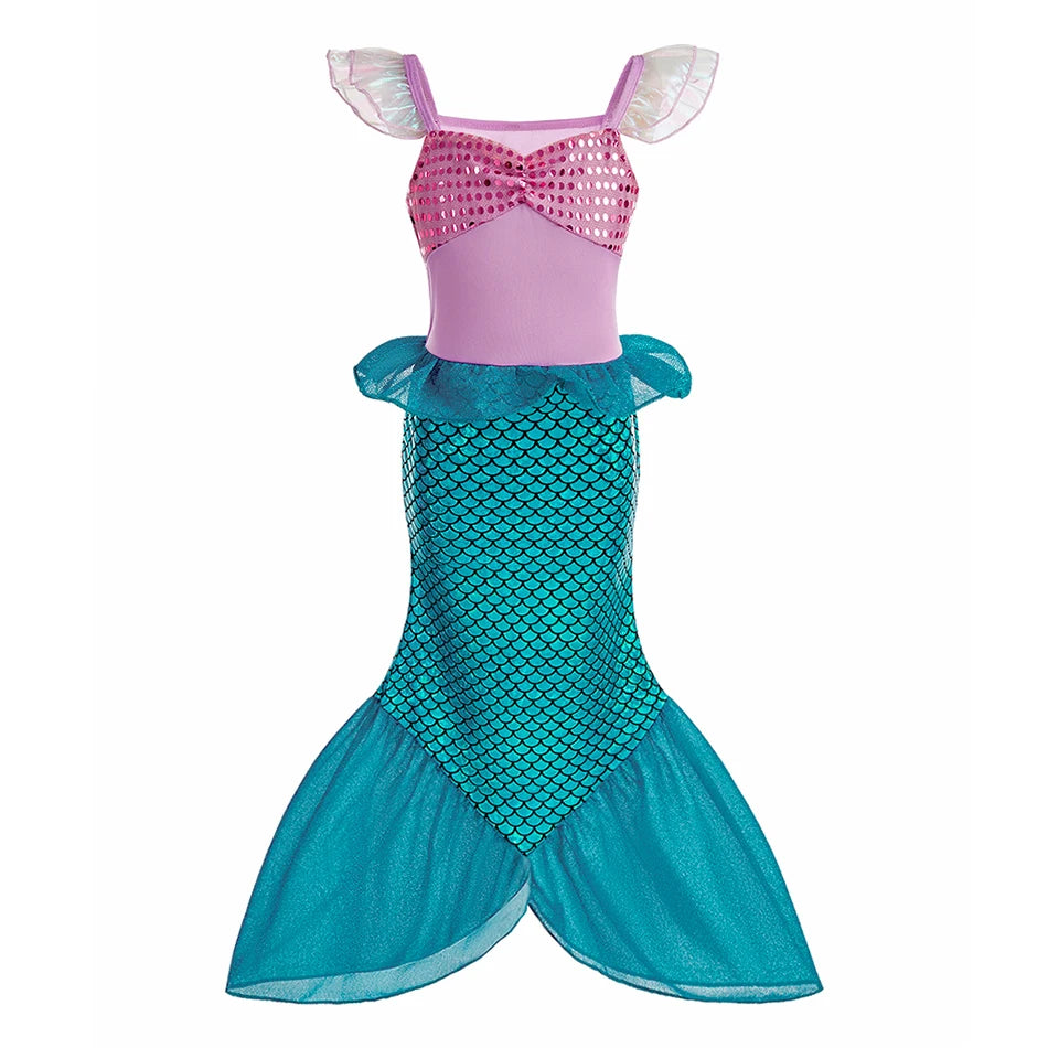 Kids Belle Costume Girl Halloween Princess Cosplay Party Dress Children Rapunzel Cinderella Anna Elsa Encanto Birthday Clothes