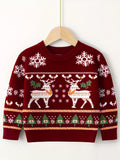 Christmas Girls' Sweater Red Long Sleeve Round Neck Santa Claus Pattern Outdoor Leisure Autumn/Winter Sweater