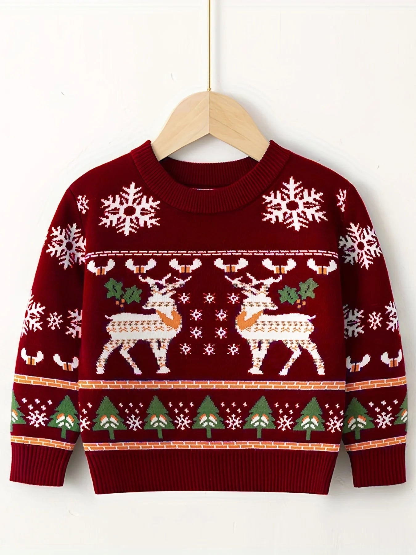 Christmas Girls' Sweater Red Long Sleeve Round Neck Santa Claus Pattern Outdoor Leisure Autumn/Winter Sweater