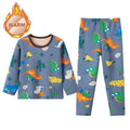 2-piece winter plus velvet children's cute printed pattern long-sleeved trousers for boys and girls Joker pajamas home service s