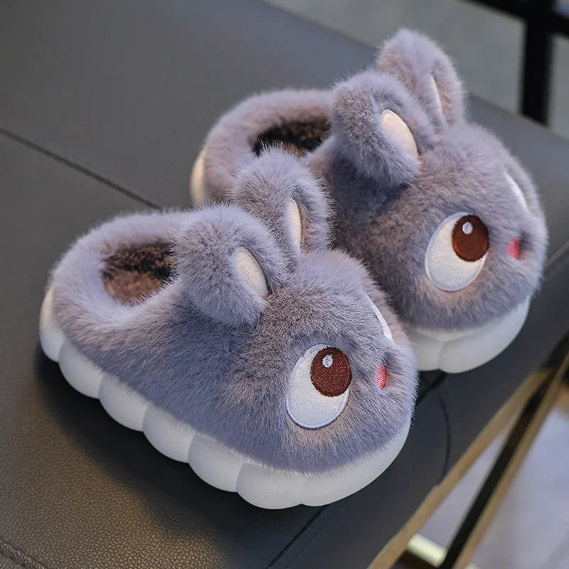 2026 New Cute Rabbit Children's Cartoon Winter Slippers Comfortable Warm House Shoes Boys Girls Indoor Home Fluffy Slippers