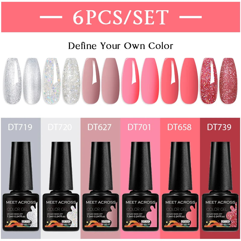 6pc Nail Gel Polish Set DIY Nail Art Semi Permanent UV LED Gel Kit For Nails Decoration Manicure Soak Off Painting Vernis Design