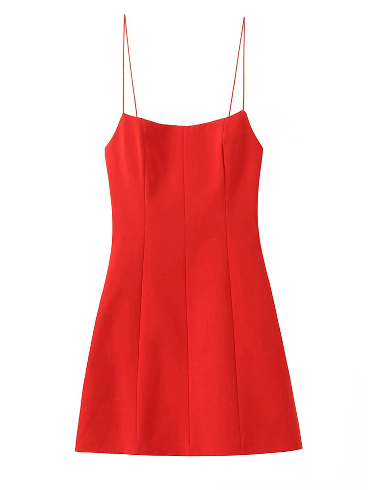 TFMLN New Women Big Bow Straps A-line Dress Summer Backless Sweet Solid Sleeveless Slimming Short Dresses Fashion Party Clothes