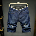 Men Denim Shorts Summer New Style Thin Section Elastic Force Slim Fit Short Jeans Male Brand Clothing Light Blue Retro Blue