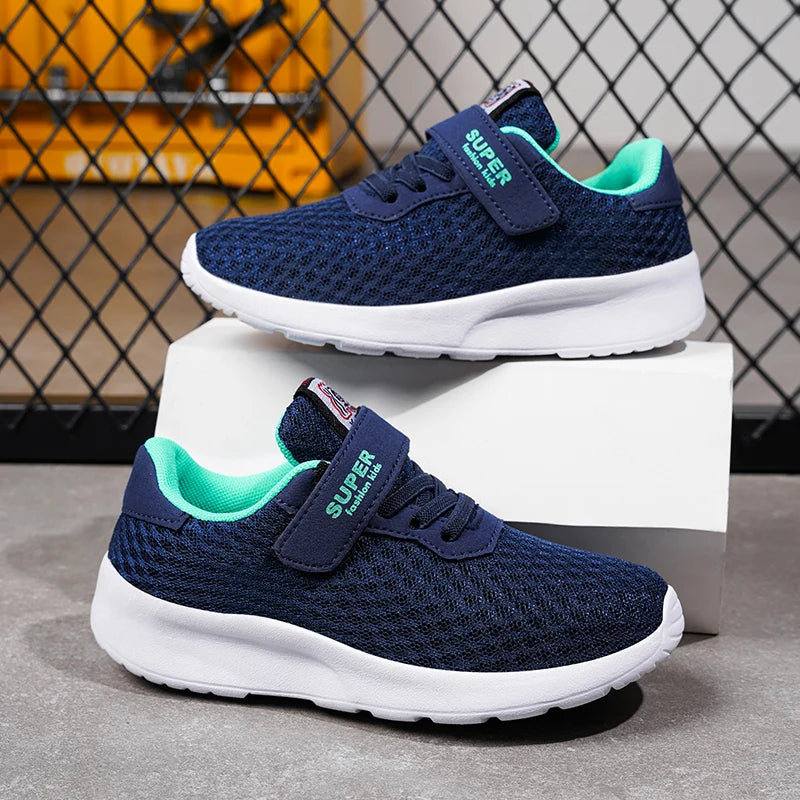 Boys' Breathable Running Shoes Lightweight Girls' Sports Shoes Seasonal Outdoor Children's Black Mesh Breathable Casual Shoes