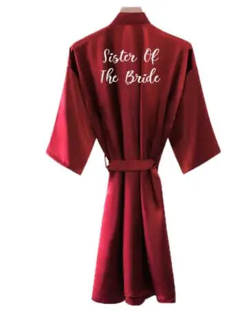 Bride Robe Women Burgundy Robe Satin Silk Robes Wedding Bridal Bridesmaid Robes Bathrobe Sleepwear Silk Dress